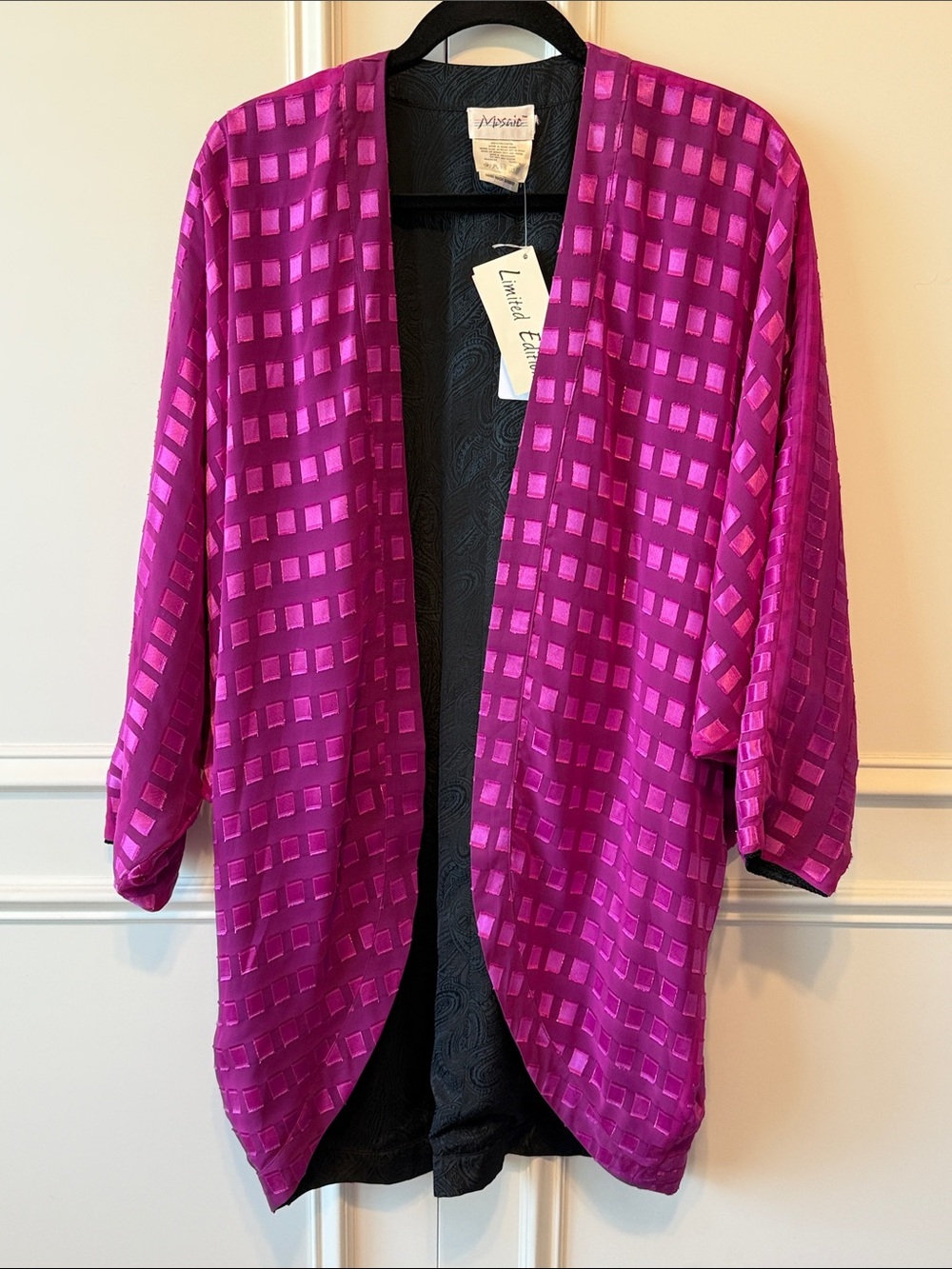 Women’s Magenta Grid-Pattern Blouse